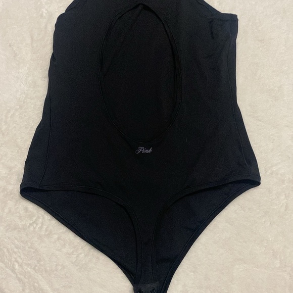 VS Pink Large thong body suit in black. High neckline with cutout back. NWOT - Picture 3 of 6